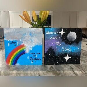Colorful Inspirational Wood Canavs Art Set
